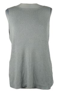 Dámská šedá třpytivá svetrová žebrovaná vesta Hema 