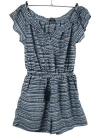 Dámský tmavomodro-modrý vzorovaný letní overal Primark 