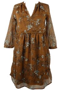 Dámské hnědé květované šifonové šaty Only 