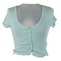 Dámske svetlomodré rebrované crop tričko FB Sister