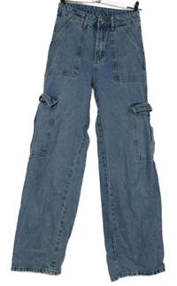 Dámské světlemodré široké rifle s kapsami vel. 32