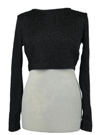 Dámské černé třpytivé crop triko Shein 