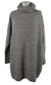 Dámska hnedá melírovaná oversized svetrová tunika s rolákom Mister Lady