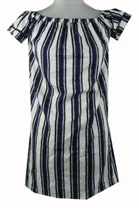 Nové - Dámska tmavomodro-biela pruhovaná šatová tunika s lodičkovým výstřihem Primark