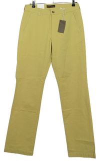 Pánske žlté prúžkované plátenné chino nohavice MAC vel. 32/34