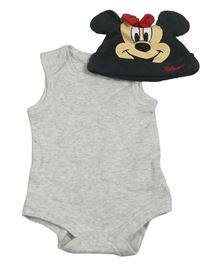 2set- světlešedé body+ tmavošedá čepice s Minnie