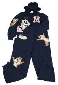 Tmavomodrá tepláková kombinéza s Mickey Mousem a kapucí H&M