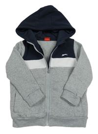 Sivo-tmavomodro-biela prepínaci mikina s kapucňou Slazenger