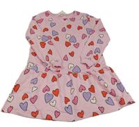 Svetloružové teplákové šaty so srdiečkami zn. H&M