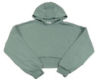 Khaki crop mikina s kapucňou Primark
