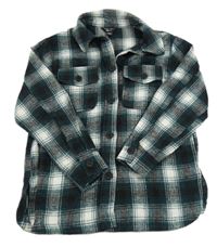 Čierno-zeleno-biela kockovaná vlnená košeľová bunda New Look