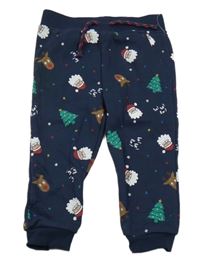 Tmavomodré tepláky s vánočními obrázky Primark