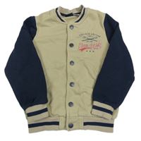 Béžovo-tmavomodrá baseballová mikina s nápisom Lupilu