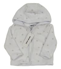 Nové - Bílá chlupatá propínací mikina s hvězdami a kapucí DKNY