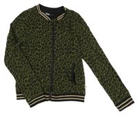 Khaki ľahká prepínaci mikina s leopardím vzorom