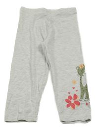 Svetlosivé melírované capri legíny s leopardom kids