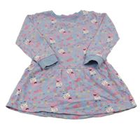 Modré kvetinové teplákové šaty s Peppa pig