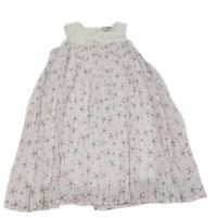 Bílé vzorované šifonové plisované šaty 