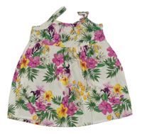 Biele plátenné šaty s kvetinami