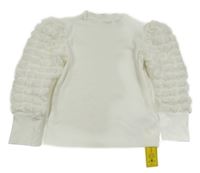 Nové - Biele tričko s nabíranými rukávy Shein