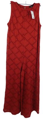 Nové - Dámsky červený děrovaný nohavicový overal Next