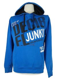 Pánska kobaltově modrá mikina s nápisom a kapucňou Much More