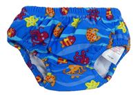 Modré pruhované plenkové plavky s mořskými živočichy Mothercare