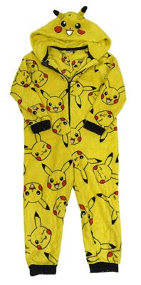 Žltá chlpatá kombinéza a kapucí - Pikachu