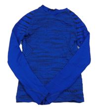 Safírovo-černé vzorované spodní funkční triko Kipsta 