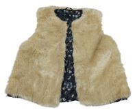 Béžová kožušinová podšitá vesta