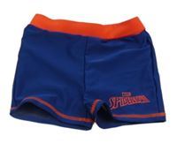 Tmavomodro-červené nohavičkové plavky s nápisem Marvel 