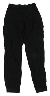 Černé cargo cuff plátěné kalhoty H&M