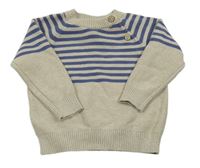 Béžovo-modrý pruhovaný sveter
