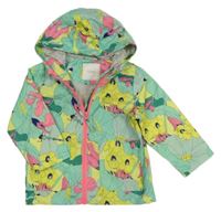 Světlezelená šusťáková jarní bunda s květy a kapucí Next 