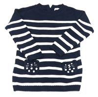 Tmavomodro-bílé pruhované svetrové šaty s čumáky Next