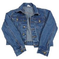 Modrá rifľová crop bunda