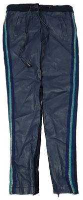 Tmavomodré koženkovo/teplákové nohavice