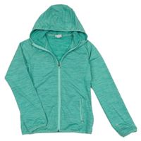 Tyrkysová žíhaná sportovní propínací mikina s kapucí 