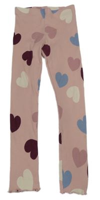 Světlerůžové žebrované legíny se srdíčky H&M