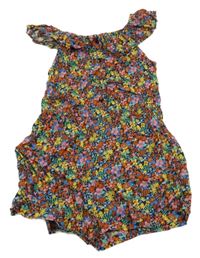 Černo-barevný květovaný kraťasový overal Next