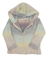 Farebná duhová chlpatá trblietavá prepínaci mikina s kapucňou Ergee