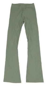 Khaki žebrované flare kalhoty George