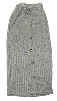 Sivá rebrovaná dlhá sukňa s gombíkmi Shien