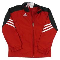 Červeno-čierna šušťáková športová bunda Adidas
