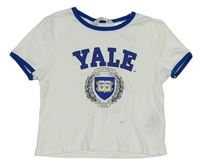 Bielo-modré crop tričko s logem Yale H&M