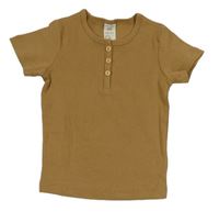 Béžové žebrované tričko s knoflíčky H&M
