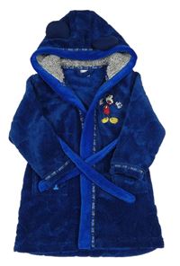 Tmavomodrý chlpatý župan s Mickeym a kapucňou Disney