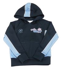 Tmavomodro-modro-růžová mikina Rugby Tots s kapucňou