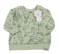 Nové - světlezelená mikina s Bambim Primark