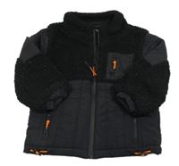 Čierna šusťákovo/huňatá zateplená bunda zn. River Island